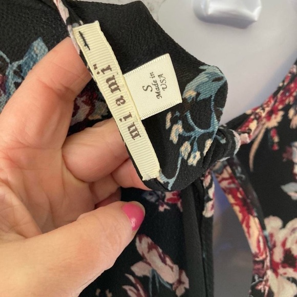 Blue floral romper maxi dress with tie waist and bell sleeves S Mi a mi - Picture 6 of 7